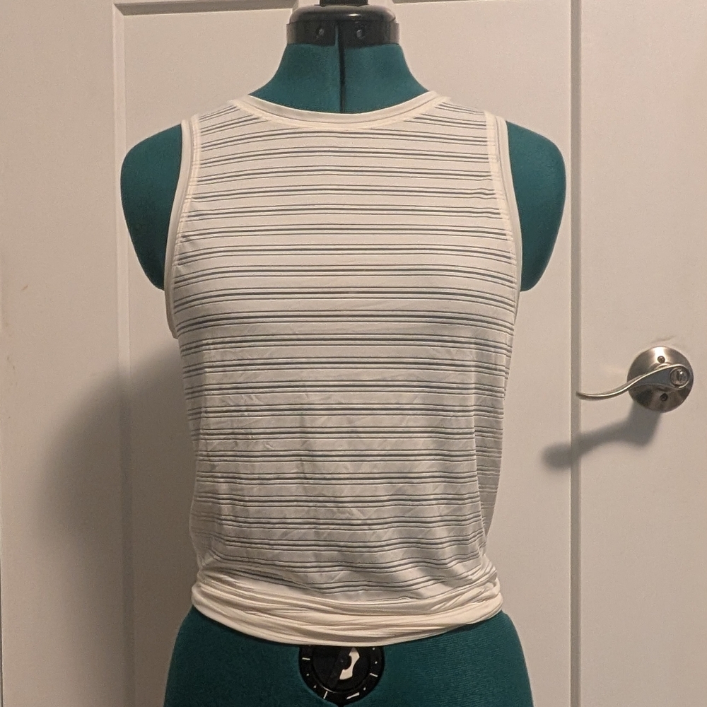 Lululemon Meet Halfway Striped Sheer Tank With Twist